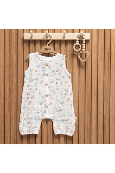 Tiffany Sweet Double Pocket Sleeveless Muslin Jumpsuit Ecru