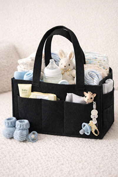 Balkan Room Black Felt Mother Baby Care Bag Organizer Portable Organizer for ...