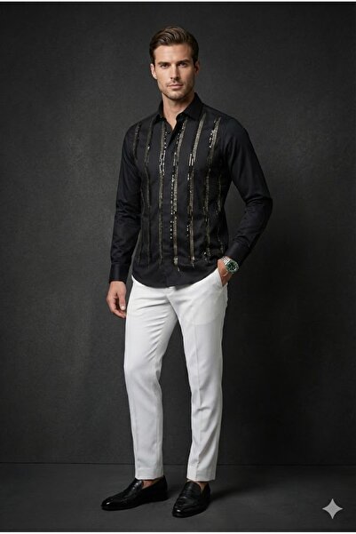 Plus Scorpion Elegant shirt with shiny decorative applications