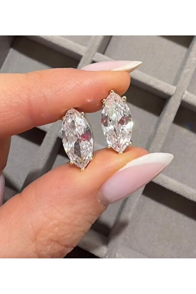 mibrillo Çelik pırlanta kesim özel tasarım tek taş küpe markiz küpe