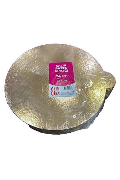 omeyva Yuvarlak Kalın Altın Pasta Kek Turta Altlığı Tabanı - 24 Cm. - 25 Adet...