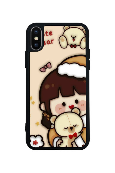 Aksel Kılıf متوافق مع iPhone X / XS، مطبوع، أسود غير لامع، سيليكون ناعم، واقي...