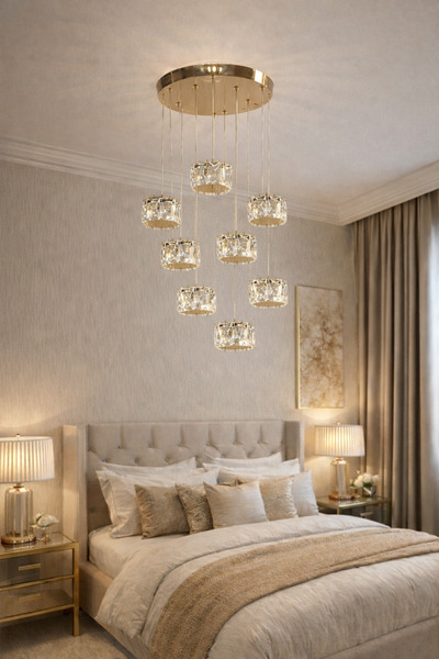 TREND 8LİK 8 SARKITLI AURORA Gold Prestige KRİSTAL AVİZE