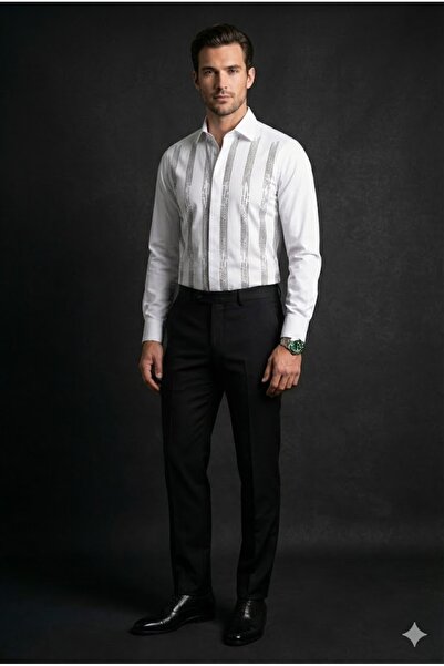 Plus Scorpion Elegant shirt with shiny decorative applications