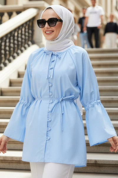 N.S NEVA STYLE Tunica albastra cu volane 20298M