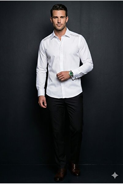 Plus Scorpion Elegant shirt with shiny decorative applications