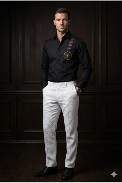 Plus Scorpion Elegant shirt with shiny decorative applications