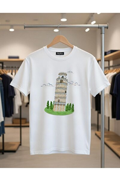 playwear Tricou unisex cu imprimeu Turnul înclinat din Pisa, Italia