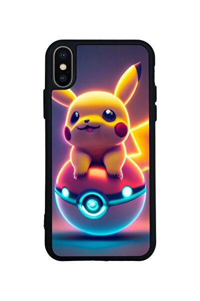 Aksel Kılıf متوافق مع iPhone X / XS، مطبوع، أسود غير لامع، سيليكون ناعم، واقي...