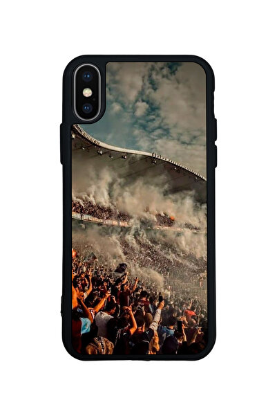 Aksel Kılıf متوافق مع iPhone X / XS، مطبوع، أسود غير لامع، سيليكون ناعم، واقي...