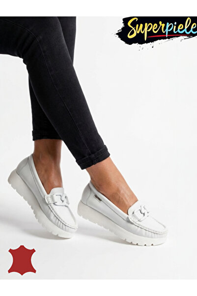 ANGEL BLUE WOMEN'S MOCCASINS MADE OF Genuine Leather WITH THICK SOLE AND BUCKLE