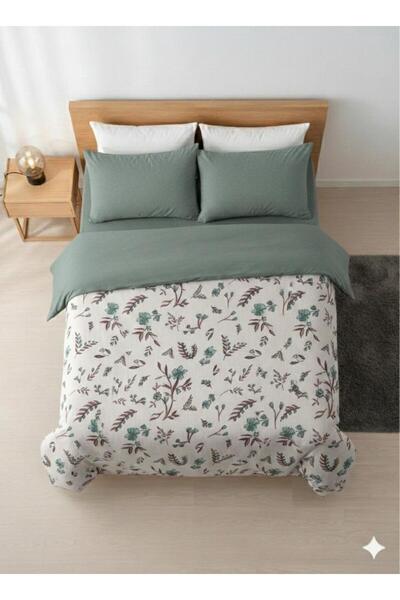 Home Single Flower-Patterned Cotton Bedding Set, Reversible (Elastic Bed Shee...