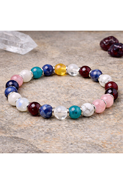 best bioenerji taş terapi Natural Stone Bracelet with 8 mm Moonstone Apatite