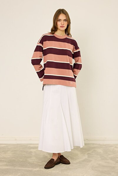 mavi limon Logolu Çizgili Sweatshirt