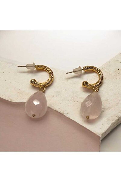 SUGÜLİNSHOP & HANDMADE JEWELRY Altınkaplama Antialerjen Damla Model Pembe Kuv...