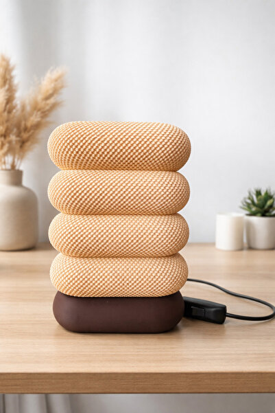 ALFA3DBASKI Retro Modern Dekoratif Abajur – Bej-kahve renkli – Gece Lambası