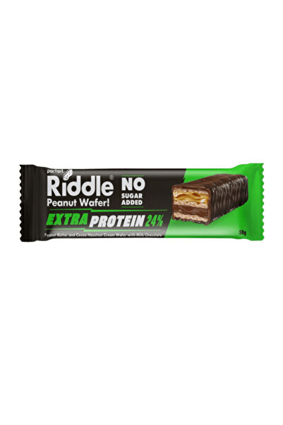 Riddle ريدل ويفر بزبدة الفول السوداني وكريمة الكاكاو والبندق بروتين اضافي بدون سكر 50 جم