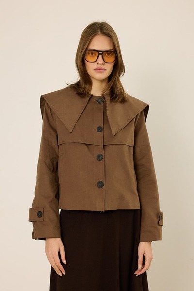 mavi limon Geniş Yaka Trençkot