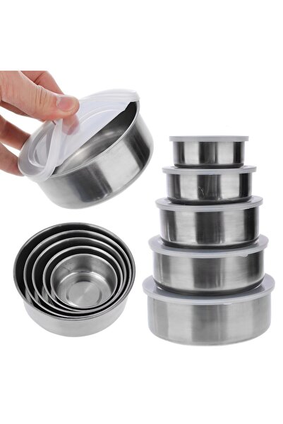 UNİBOX Set of 5 Metal Boxes with Lids for Food Storage, Practical and Durable...