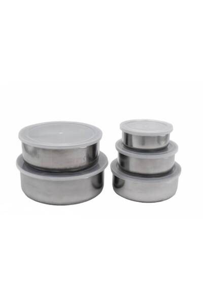 OEM Set of 5 Food Storage Containers with Lid, Metal