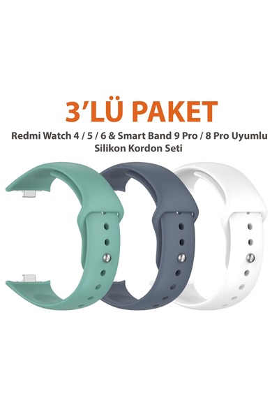 Dexmon Redmi Watch 4 / 5 / 6 & Smart Band 9 Pro / 8 Pro Uyumlu Üçlü Paket Spo...