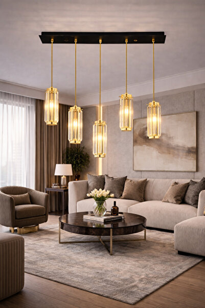 HubRom Полилей, NATALI 7000-9040-5SGD 70x80 см 5xE14-40W Златен
