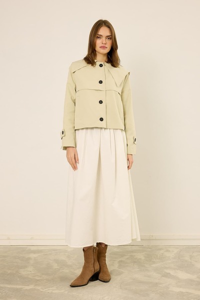 mavi limon Geniş Yaka Trençkot