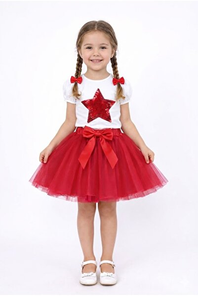 NOBLE STORE Κοριτσίστικο Σετ με Μπλουζάκι Αστέρι και Φούστα Τούτου για 23η Απ...