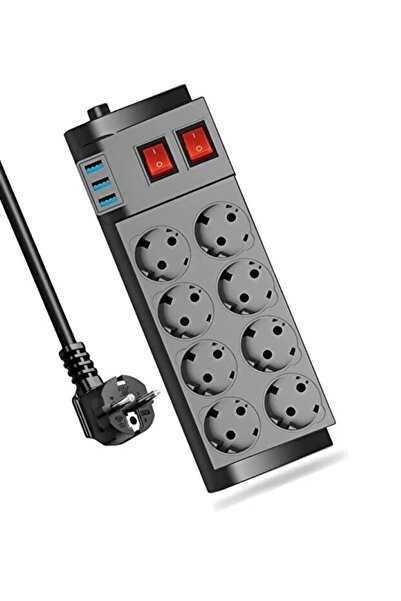 The Kaku 2M Uzatma Kablolu Çoklu Priz Termal Akım Korumalı 8'li Priz 3 Usbli ...