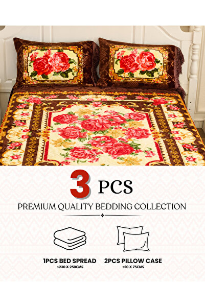 genric Premium Opulent Floral Velvet Bedding Set of 3 Bedspread 2pcs Pillow case All Season Bedding Set