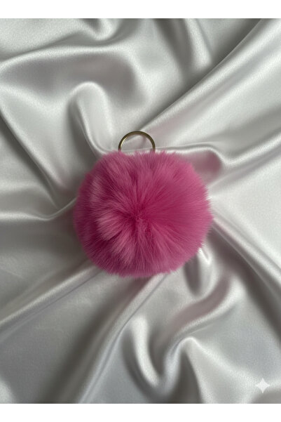 BURUCRAFT PonPon Peluş Anahtarlık (1 ADET) Tavşan Tüylü Anahtarlık Çanta Akse...