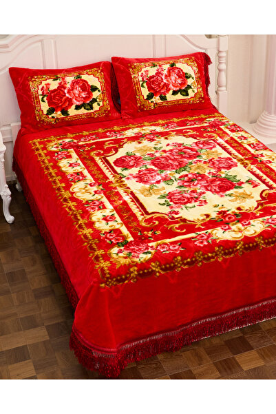 genric Premium Opulent Floral Velvet Bedding Set of 3 Bedspread 2pcs Pillow case All Season Bedding Set
