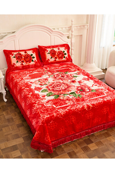 genric Premium Opulent Floral Velvet Bedding Set of 3 Bedspread 2pcs Pillow case All Season Bedding Set