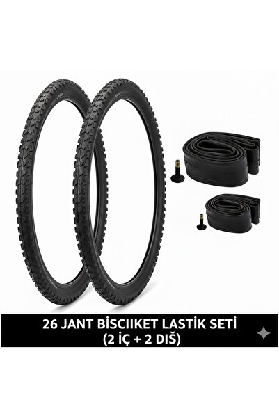 güçlü bisikletmotosiklet 26 Jant Lastik Seti - 2 Dış Lastik 26x1.95 + 2 İç La...