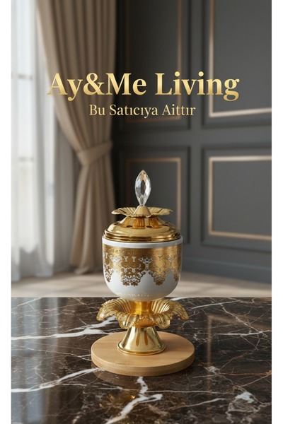 Layansaa Gold Ayaklı Kristal Kapaklı Buhurdanlık – Lüks Dekoratif Tütsülük & ...