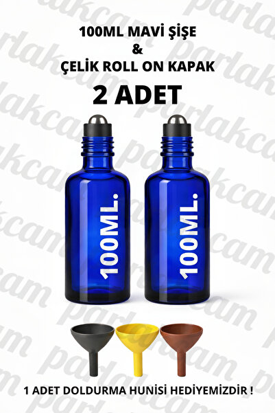 parlakcam 2Pcs Glass Roll on Bottle 100ml Amber Clear Blue Green Glass Bottle...