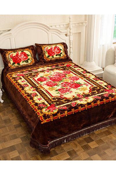 genric Premium Opulent Floral Velvet Bedding Set of 3 Bedspread 2pcs Pillow c...