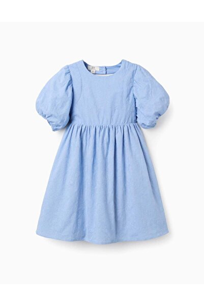 Ziddy Ss Dress Embroidery, Light Blue, 8/9
