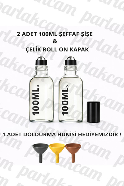 parlakcam 2Pcs Glass Roll on Bottle 100ml Amber Clear Blue Green Glass Bottle...