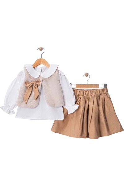 gültekin bebe Wow Gabardin Etek Peluş Yelekli Gömlekli Takım 2-5 Yaş-45004533...