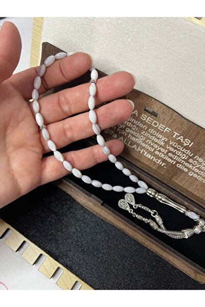 GÜLNAR BİJUTERİ Damla Stone Prayery Beads White in Natural Stone Special Wood...