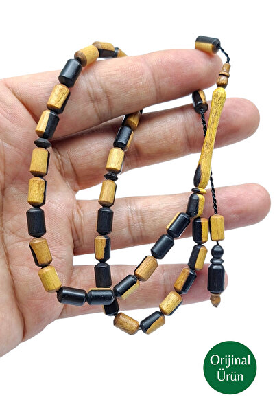 Hanedan Hediyelik Ebony Wood Capsule Cut 33-Piece Prayer Beads (Grain Size 10...