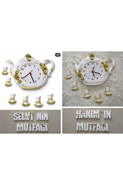 SEMA TASARIM Çaydanlık Tasarımlı Kokulu Taş Mutfak Duvar Saati – Dekoratif Saat