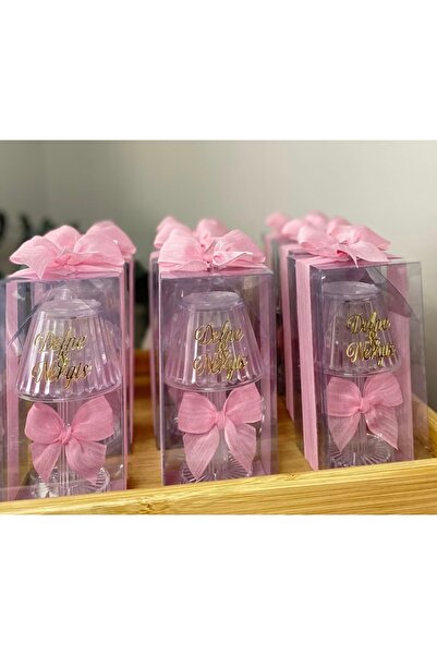 Işıltı Atalier Pembe Mini abajur bebek hediyelik (12 Adet)