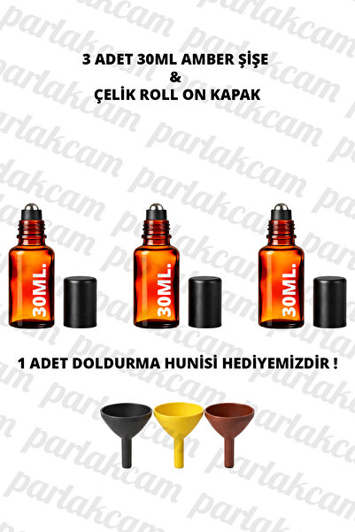 parlakcam 3Pcs Glass Roll on Bottle 30ml Amber Clear Blue Green Glass Bottle ...