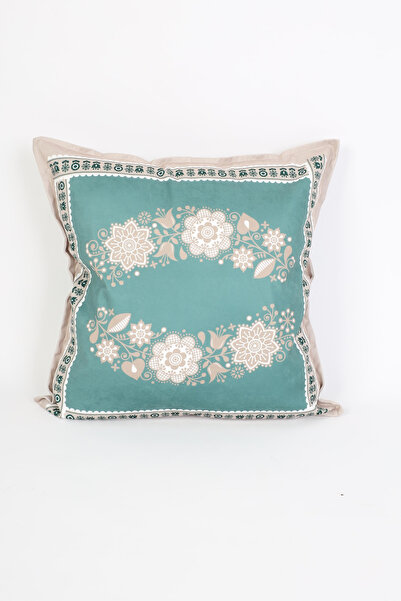 NESS HOME غطاء وسادة من جلد الغزال الأبيض المزخرف بسحاب مقاس 48x48 سم