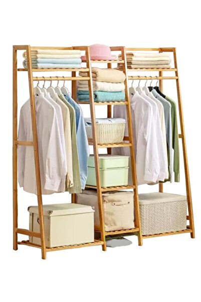 MTL رف ملابس من بامبو 130*40*140 سم