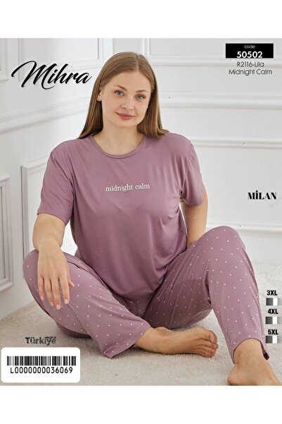 Mihra Büyük Beden Milan Kumaş Pijama Takımı