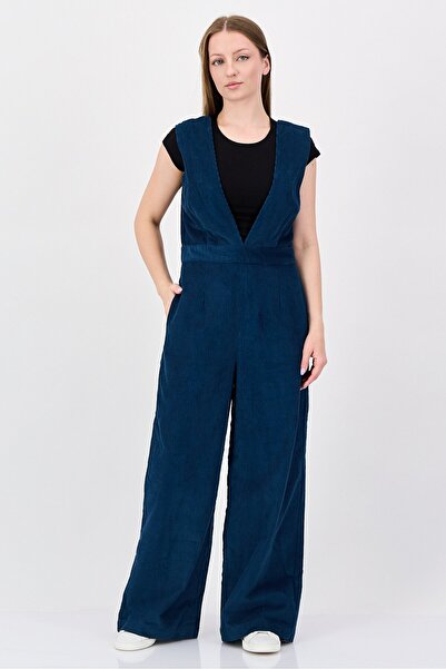 Great Plains Women Textured Sleeveless Jumpsuit, Teal Blue