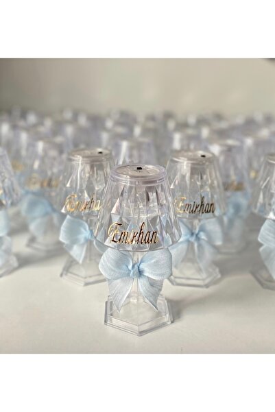 Işıltı Atalier Mavi mini abajur bebek hediyelik (12 adet)